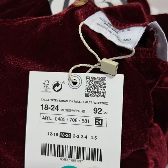 ZARA Kids | Red | TIERED VELVET DRESS - Picture 8 of 8